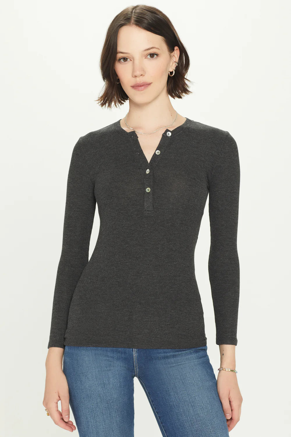 Goldie Long Sleeve Ribbed Henley