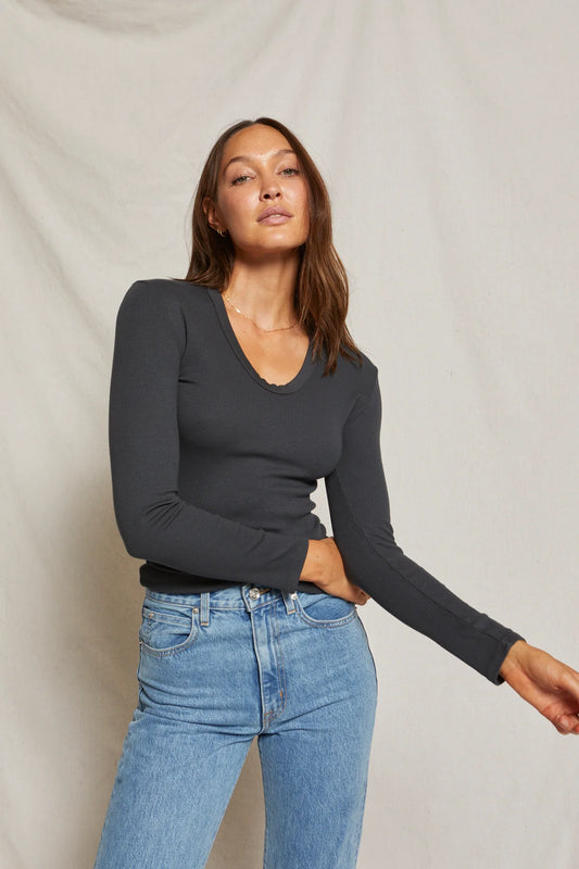 Perfect White Tee Ribbed U Neck Tee